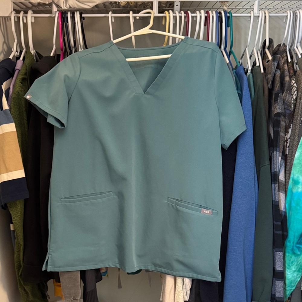 Figs Short Sleeve Teal Top